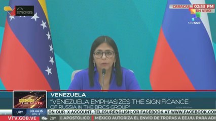 Delcy Rodriguez: Venezuela emphasizes significance of Russia in BRICS group