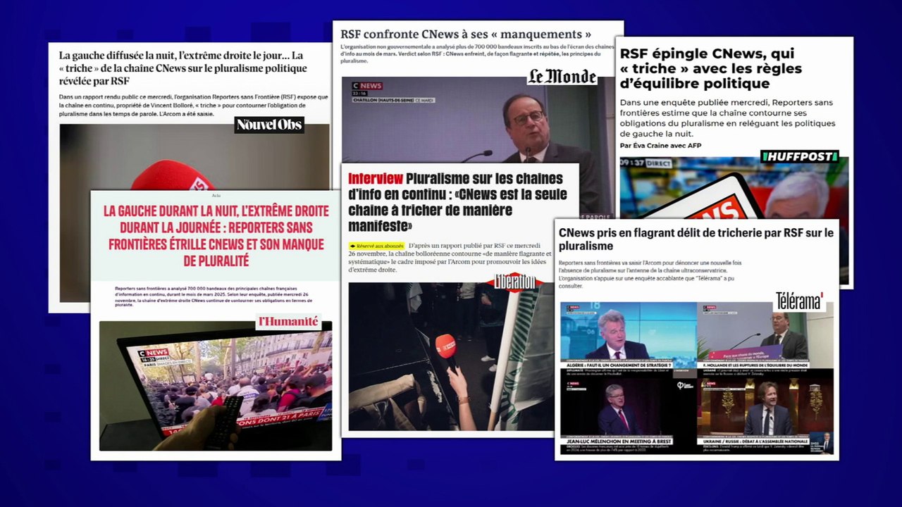 RSF contredit par l'Arcom sur le pluralisme de CNews
