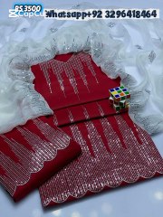 3pcs Women's Unstitched Embroidered Suit