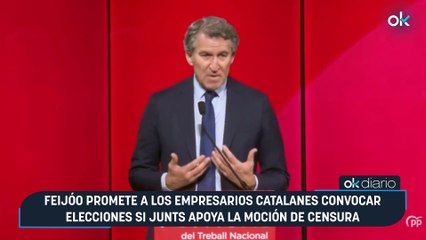 Feijóo promete a los empresarios catalanes convocar elecciones si Junts apoya la moción de censura