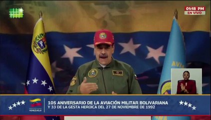 Maduro ordena a la fuerza aérea estar "alerta, listos y dispuestos" para defender a Venezuela