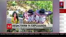 Desactivan 14 explosivos, incluidos drones y granadas, en Michoacán