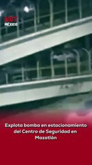 🚨 Una bomb@ explot0 en el estacionamiento del Centro de Seguridad Ciudadana en Mazatlán; cuatro vehículos quedaron dañados.