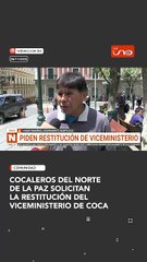 COCALEROS DEL NORTE DE LA PAZ SOLICITAN LA RESTITUCIÓN DEL VICEMINISTERIO DE COCA