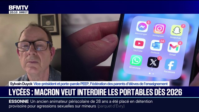 Interdiction des téléphones portables dès 2026: Ça risque d'être compliqué mais ça va dans le bon sens , estime Sylvain Duyck, porte-parole PEEP