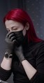 Red Hair Girl with Black Mask