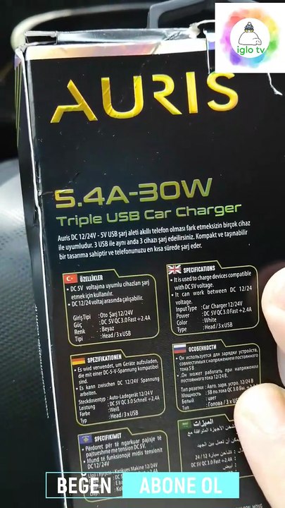 3 Usb' li Araç İçi  Çakmak Girişli Şarj Aleti