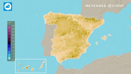 Precipitación acumulada prevista por el modelo europeo para las próximas horas