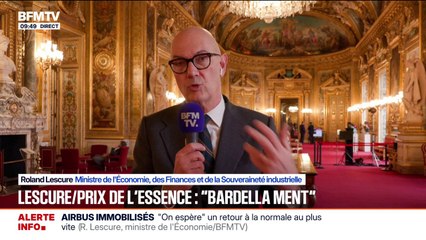 Prix de l'essence: "Jordan Bardella, soit il ne sait pas de quoi il parle, soit il ment comme un arracheur de dents", déclare Roland Lescure, ministre de l'Économie