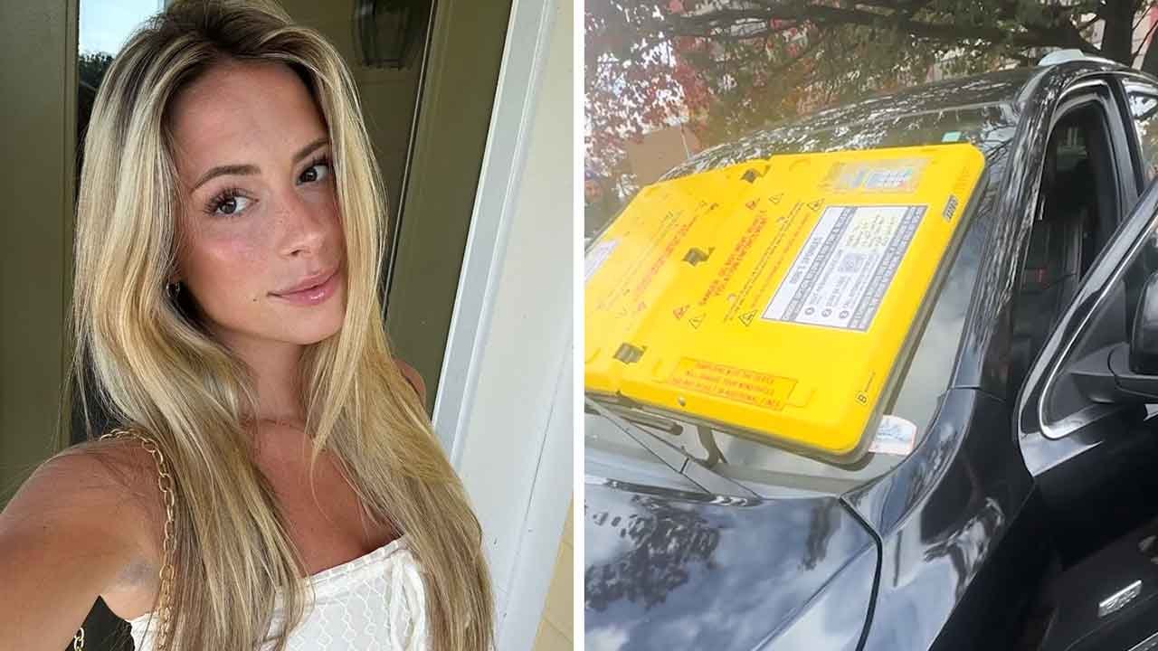女性、私有地に駐車してわずか45秒でフロントガラス固定装置を取り付けられる