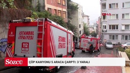 Çöp kamyonu 5 araca çarptı: 3 yaralı