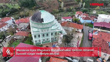 Sağanak yağış birçok kenti esir aldı! Yollar göle döndü, kuvvetli rüzgar bir caminin minaresini yıktı