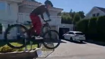 Cyclist experiences a rough crash after ramp collapses but nails it on the second try