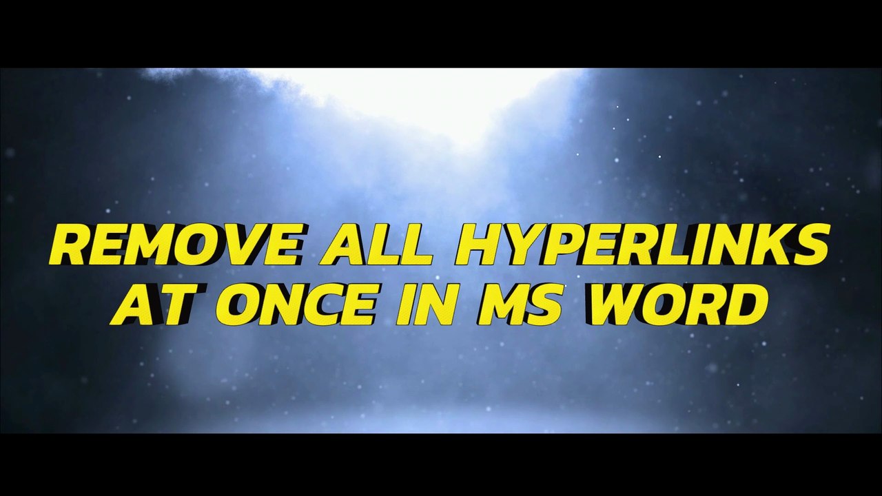 How to Remove all Hyperlinks at once|Remove Multiple Hyperlinks in MS Word|Shortcut Key of Hyperlink