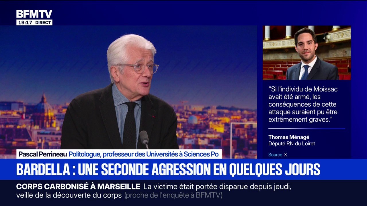 Agression de Jordan Bardella: "C'est assez coutumier", analyse Pascal Perrineau, politologue, au sujet des agressions sur les hommes politiques en campagne