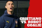 Cristiano Ronaldo faces a robot goalie in an impossible scoring challenge