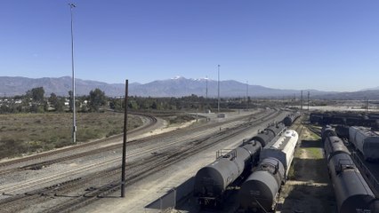 UP 9649 Arrived Westbound Manifest Train with Nathan P3 Horn at West Colton Yard.