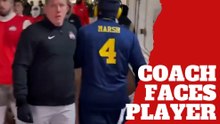 Ohio State coach and Michigan player have a tense moment before the big game