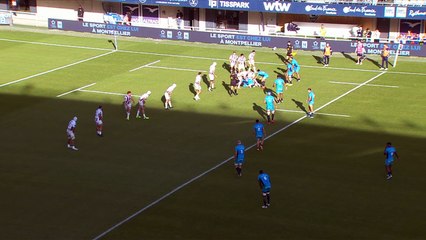 TOP 14 - Essai de Maël MOUSTIN (MHR) - Montpellier Hérault Rugby - Union Bordeaux-Bègles