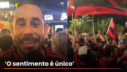 Torcedores do Flamengo ocupam a orla da Praia de Atalalia, em Aracaju, para comemorar Libertadores