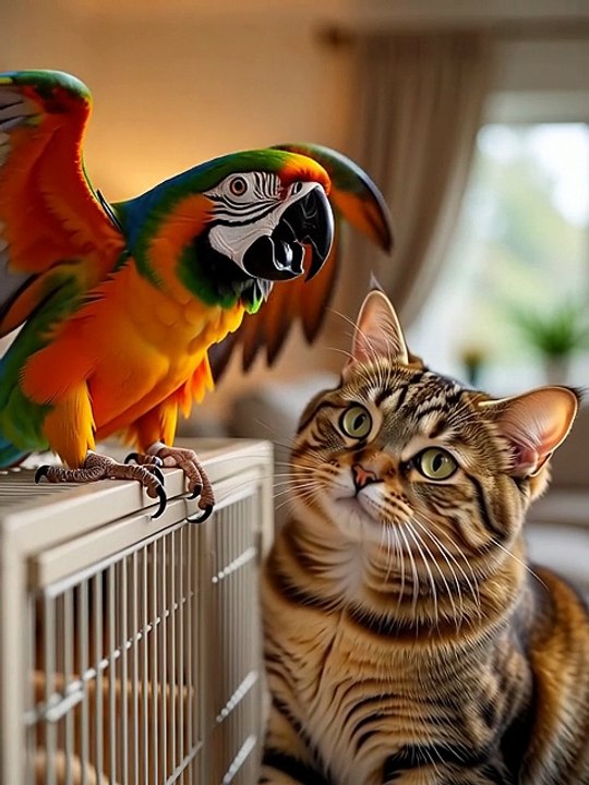 Cat vs Parrot