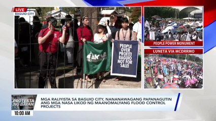Mga raliyista sa Baguio City, nananawagang papanagutin ang mga nasa likod ng maanomalyang flood control projects | GMA Integrated News