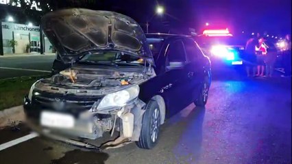 Colisão entre carro e moto deixa casal ferido na BR-277, em Santa Tereza do Oeste