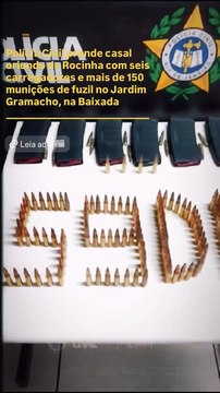 Assista ao momento em que casal é preso com farta quantida de munições de fuzil