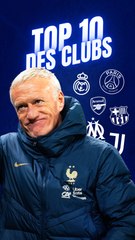 Top 10 des clubs comptant le plus de sélections sous Didier Deschamps 📊