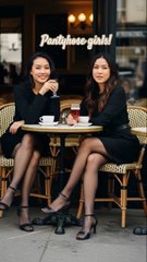 Cute girls in pantyhose stockings nylons tights sandal heels pumps