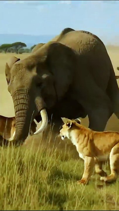 Elephant group vs lion group #shorts #lion #elephant #animals