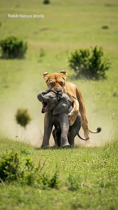 Mother Elephant’s Power 💪 Incredible Rescue from Lioness Attack 🐘🦁 #elephant #wildlife #animalrescue