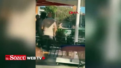 Kağıthane’de restoranda sandalyeli kavga: Masaya atladı kayarak düştü