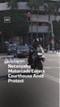 Netanyahu Motorcade Enters Courthouse Amid Protest