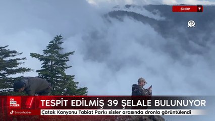 Sinop Çatak Kanyonu Tabiat Parkı sisler arasında dronla görüntülendi