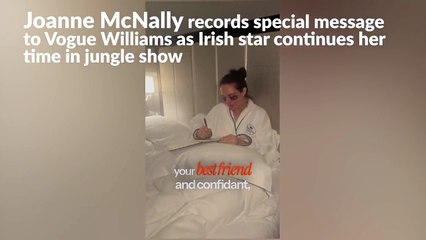 Joanne McNally records special message to Vogue Williams as she continues her time in jungle