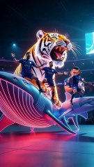 Ronaldo Messi Neymar Mbappé — Giant Neon Animals Gone Wrong #football #ronaldo#messi #neymar #mbappe