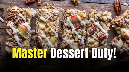 Brown Butter Apple Crisp Bars with Pecan Streusel & Maple Mascarpone Glaze