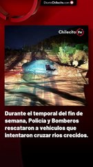 Durante el temporal del fin de semana, Policía y Bomberos rescataron a vehículos que intentaron cruzar rios crecidos.