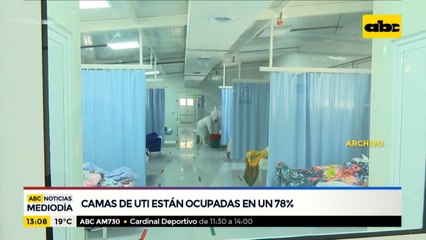 Camas de terapia intensiva están ocupadas en un 78%