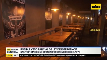 Gastronómicos se oponen a veto de ley de emergencia