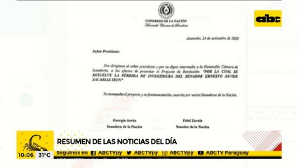 Presentan pedido de pérdida de investidura de Javier Zacarías Irún