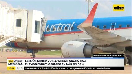 Llegó el primer vuelo desde la Argentina