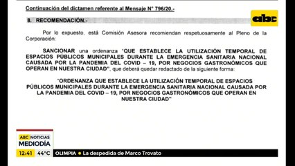 Restaurantes podrán usar espacios públicos en Asunción