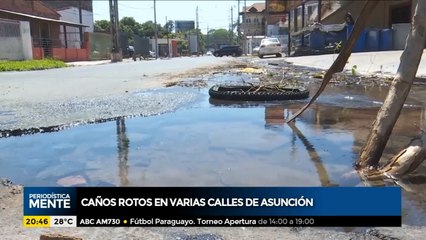 Caños rotos en varias calles de Asunción