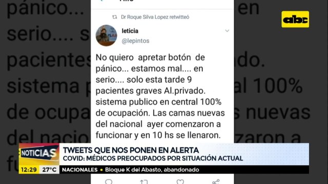 COVID: médicos preocupados por situación actual de hospitales