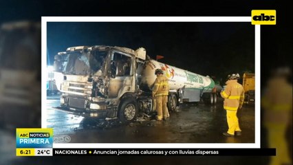 Susto en planta de gas tras incendio de camión cisterna