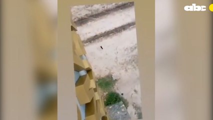 Momento en que presuntamente un adolescente arroja a un gato desde lo alto de un puente en Fuerte Olimpo.