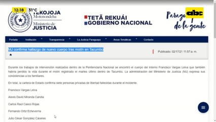 Confirman séptimo fallecido tras motín en Tacumbú