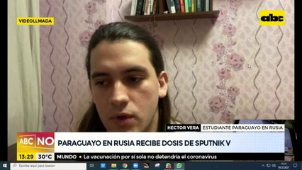 Estudiante paraguayo en Rusia recibió dosis de Sputnik V